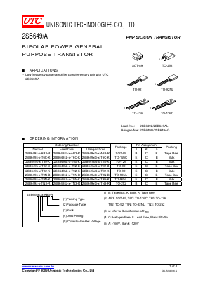 2SB649AG-D-T60-K Datasheet PDF Unisonic Technologies