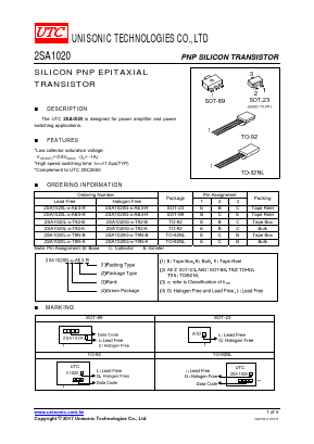 2SA1020G-X-T9N-R Datasheet PDF Unisonic Technologies