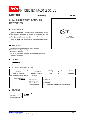 MBR3100L Datasheet PDF Unisonic Technologies