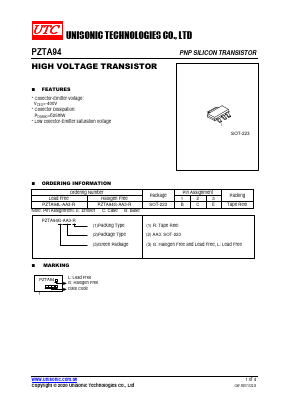 PZTA94L-AA3-R Datasheet PDF Unisonic Technologies