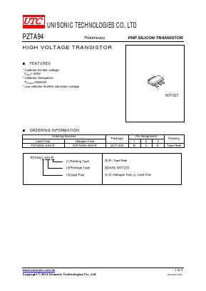 PZTA94 Datasheet PDF Unisonic Technologies