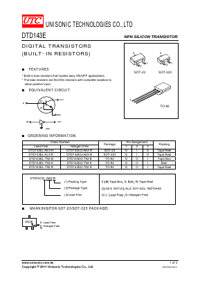 DTD143EL-AE3-R Datasheet PDF Unisonic Technologies