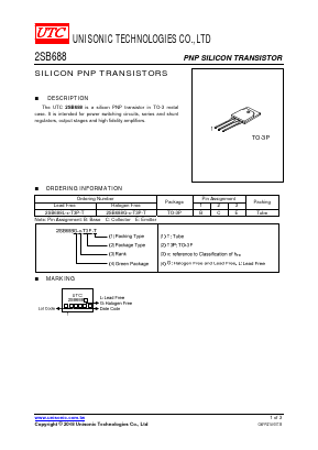 2SB688G-R-T3P-T Datasheet PDF Unisonic Technologies