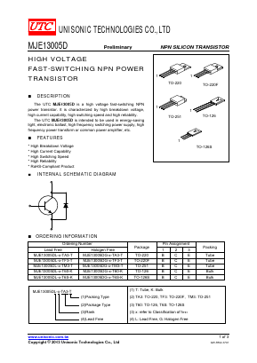 MJE13005DG-X-TM3-T Datasheet PDF Unisonic Technologies