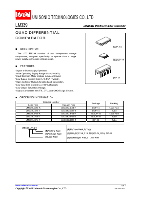 LM339G-P14-T Datasheet PDF Unisonic Technologies