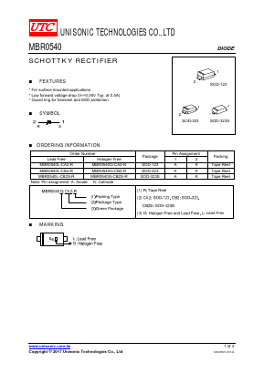 MBR0540G-CB2S-R Datasheet PDF Unisonic Technologies