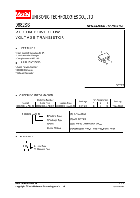 D882SSL-Q-AE3-R Datasheet PDF Unisonic Technologies