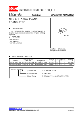 BTC1510F3G Datasheet PDF Unisonic Technologies