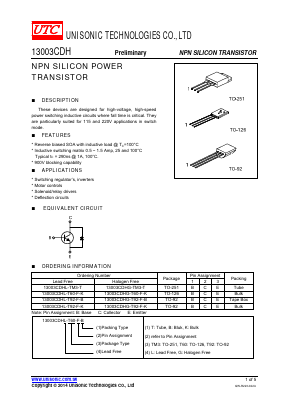 13003CDHG-TM3-T Datasheet PDF Unisonic Technologies