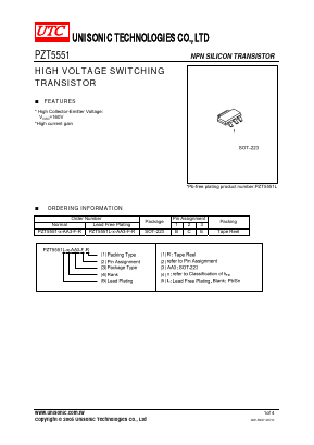 PZT5551L Datasheet PDF Unisonic Technologies