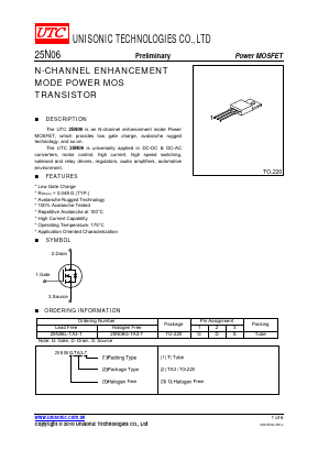 25N06L-TA3-T Datasheet PDF Unisonic Technologies