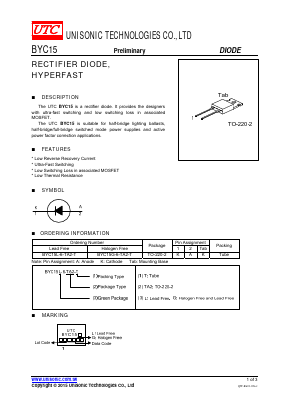 BYC15G-6-TA2-T Datasheet PDF Unisonic Technologies