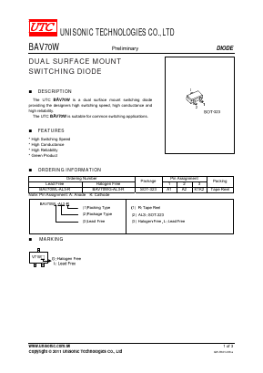 BAV70W Datasheet PDF Unisonic Technologies