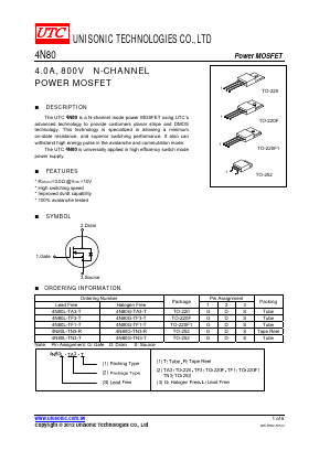 4N80L-TN3-R Datasheet PDF Unisonic Technologies