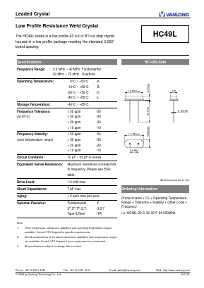 HC49L-20-C-30-30-F Datasheet PDF Vanlong Technology Co., Ltd.