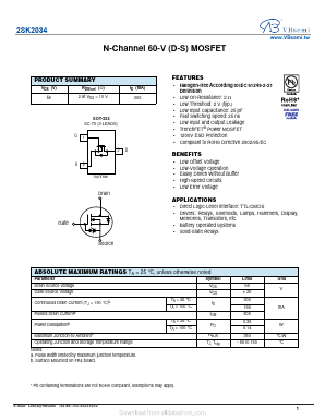 2SK2034 Datasheet PDF VBsemi Electronics Co.,Ltd