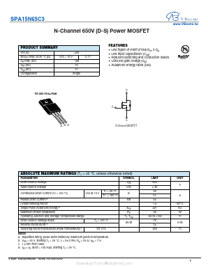 SPA15N65C3 Datasheet PDF VBsemi Electronics Co.,Ltd