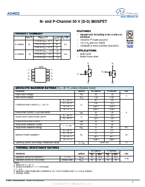 AO4622 Datasheet PDF VBsemi Electronics Co.,Ltd