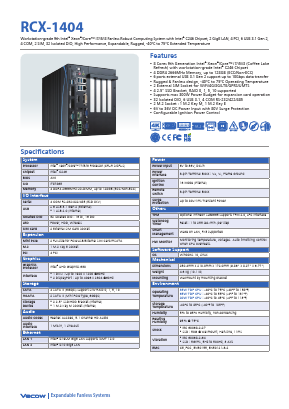 RCX-1404 Datasheet PDF Vecow Co., Ltd.
