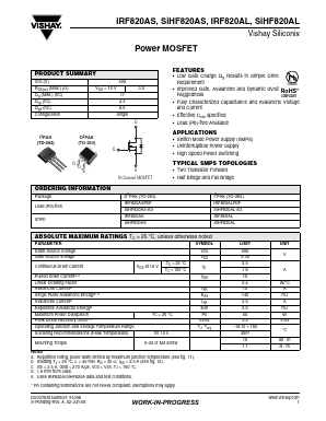 IRF820AL Datasheet PDF Vishay Siliconix