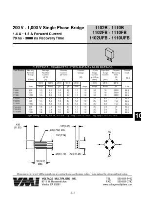 1102B Datasheet PDF Voltage Multipliers Inc