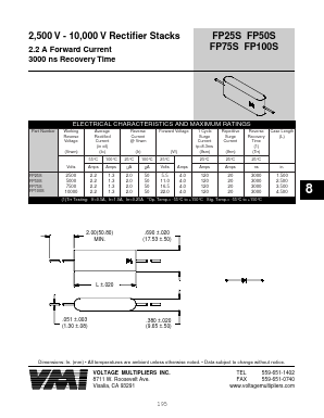 FP75S Datasheet PDF Voltage Multipliers Inc