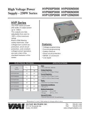 HVP050P5000 Datasheet PDF Voltage Multipliers Inc