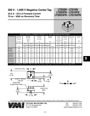LTI206N Datasheet PDF Voltage Multipliers Inc