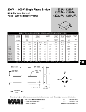 1210FA Datasheet PDF Voltage Multipliers Inc