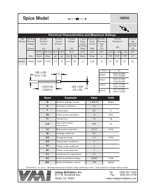 1N6535 Datasheet PDF Voltage Multipliers Inc