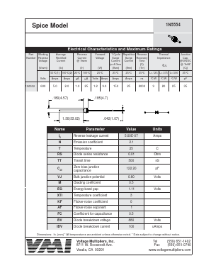 1N5552 Datasheet PDF Voltage Multipliers Inc