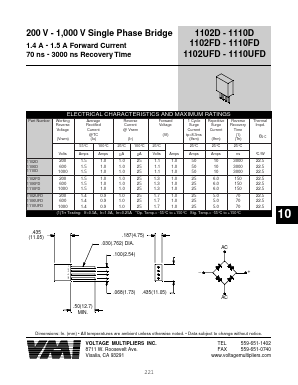 1106FD Datasheet PDF Voltage Multipliers Inc