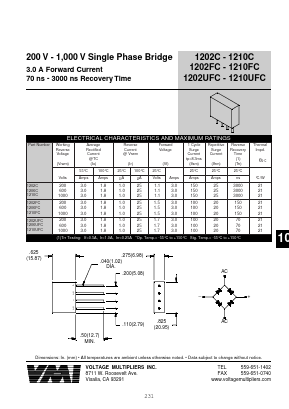 1202FC Datasheet PDF Voltage Multipliers Inc