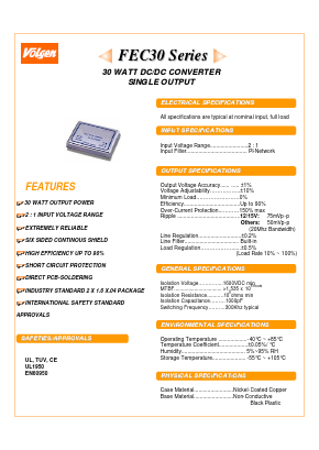 FEC30-48S3P3 Datasheet PDF Volgen Kaga Electronics Inc.
