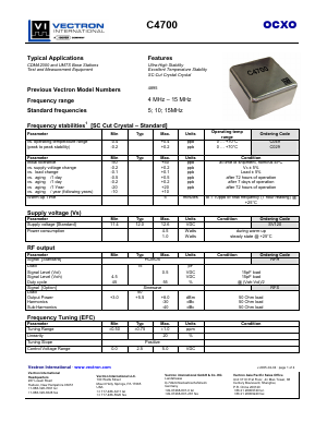 C029 Datasheet PDF Vectron International