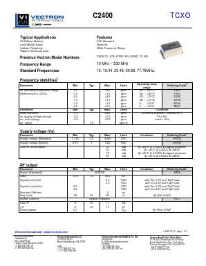 C2400 Datasheet PDF Vectron International