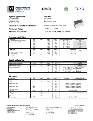 C2400 Datasheet PDF Vectron International