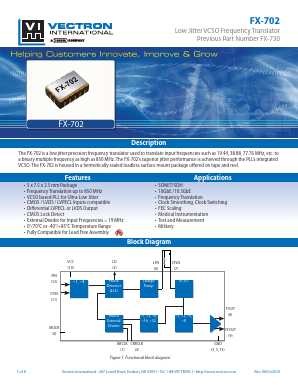 FX-702-EDT-EMM Datasheet PDF Vectron International