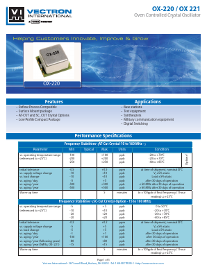 OX-2211-DEE-208 Datasheet PDF Vectron International