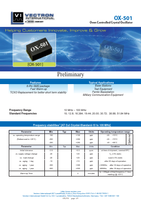OX-5010-BAJ-2581-10 Datasheet PDF Vectron International