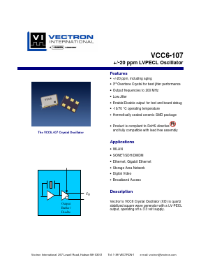 VCC6-107-XXXMXX Datasheet PDF Vectron International