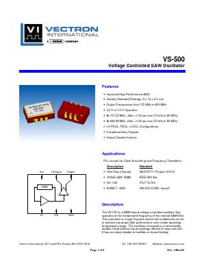 VS-500-LFF-GNN166.6286 Datasheet PDF Vectron International