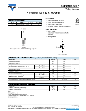 SUP90N10-8M8P-E3 Datasheet PDF Vishay Semiconductors
