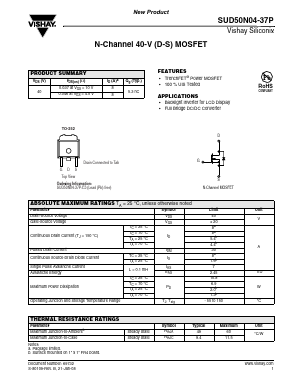 SUD50N04-37P-E3 Datasheet PDF Vishay Semiconductors