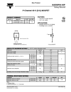 SUD50P04-40P Datasheet PDF Vishay Semiconductors