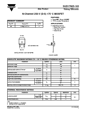 SUD17N25-165-E3 Datasheet PDF Vishay Semiconductors
