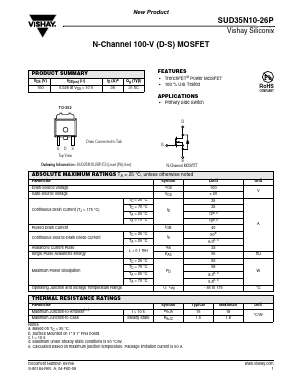 SUD35N10-26P Datasheet PDF Vishay Semiconductors