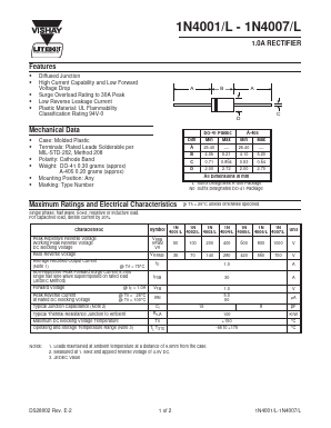 1N4001/L Datasheet PDF Vishay Semiconductors