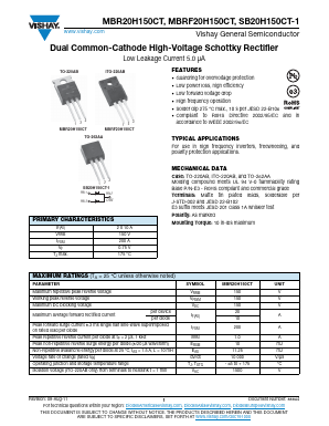 MBRF20H150CT Datasheet PDF Vishay Semiconductors