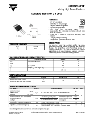 40CTQ150PBF Datasheet PDF Vishay Semiconductors